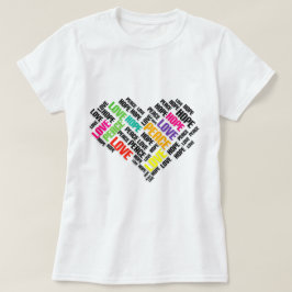 Camiseta LOVE PEACE HOPE Chic Na moda Word Cloud