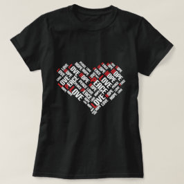 Camiseta LOVE PEACE HOPE Chic Na moda Word Cloud