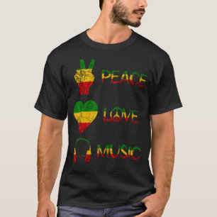 Camiseta Love Peace Music Rasta Reggae Rastafari Roots Regg