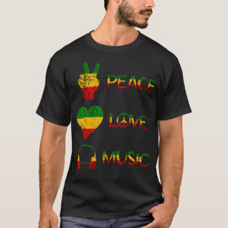 Camiseta Love Peace Music Rasta Reggae Rastafari Roots Regg