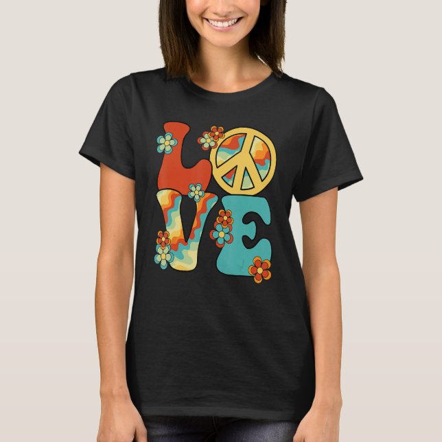 Camiseta Love Peace Sign 60 s 70 s Figurume Party Outfit Gr (Frente)