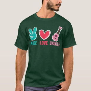 Camiseta Love Peace Ukulele I Guitar Music Heart