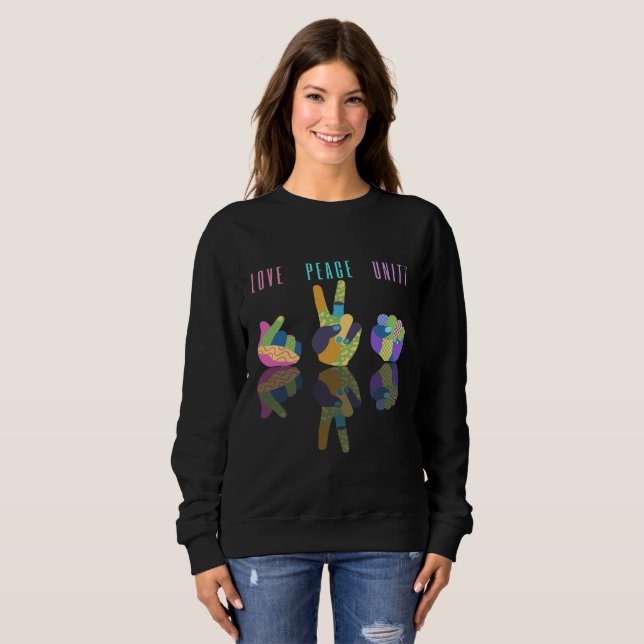 Camiseta Love Peace Unity Hand Sign (Frente Completa)