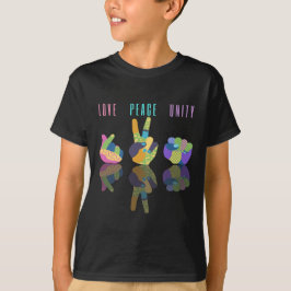 Camiseta Love Peace Unity - Sinal de mão