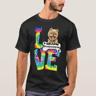 Camiseta Love Pomeranian Tie Dye Rainbow Dog