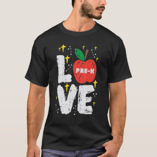 Camiseta Love Pre K Apple Cute First Day Prek School Tea