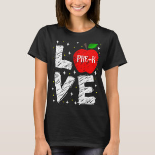 Camiseta Love Pre K Apple De Volta Ao Professor De Escola