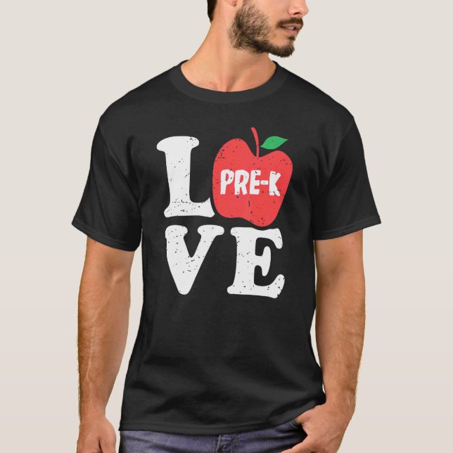 Camiseta Love Pre K Apple Student Teacher   (Frente)