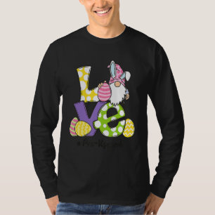 Camiseta Love Pre K Gnomos Bunny Ovos Professores Páscoa Di