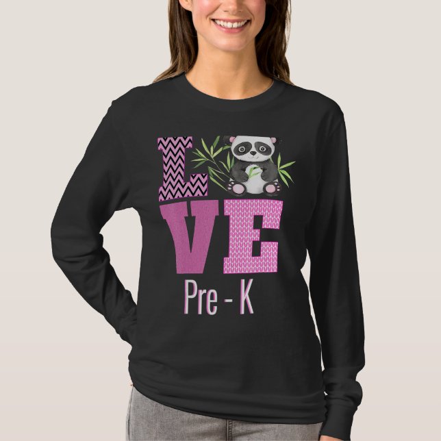 Camiseta Love Pre K Panda Pre Kindergarten Professora De Vo (Frente)