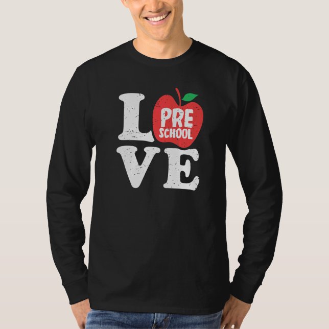 Camiseta Love Preschool Apple Student Teacher (Frente)