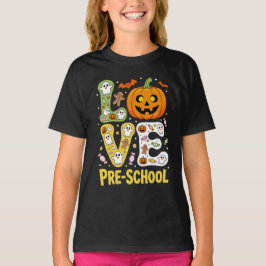 Camiseta Love Preschool Halloween Teacher Ghost Pumpkin