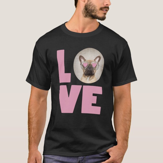 Camiseta LOVE Pug wearing Heart Glasses Cute Pug Valentines (Frente)