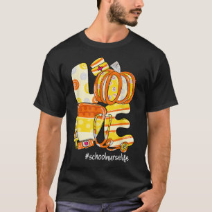 Camiseta LOVE Pumpkin Candy Corn School Enfermeira Life Hal