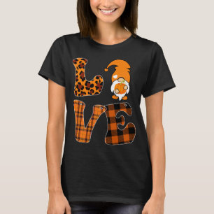 Camiseta LOVE Pumpkin Gnomo Queda Autumn Lepard Xadrez Chec
