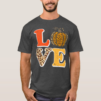 Camiseta Love Pumpkin Leopard outono Fall Halloween 31º Oc