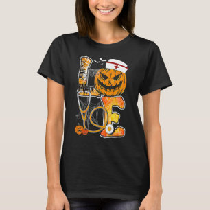 Camiseta Love Pumpkin Stethoscope Enfermeira Halloween Cost