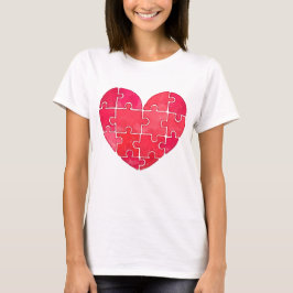 Camiseta Love puzzle solved, red puzzle heart