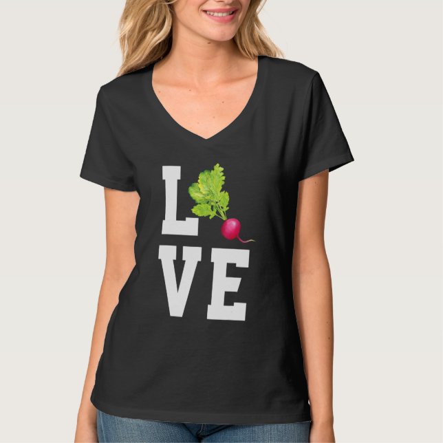 Camiseta Love Radish Cute Vegetable   Vegan Radish (Frente)