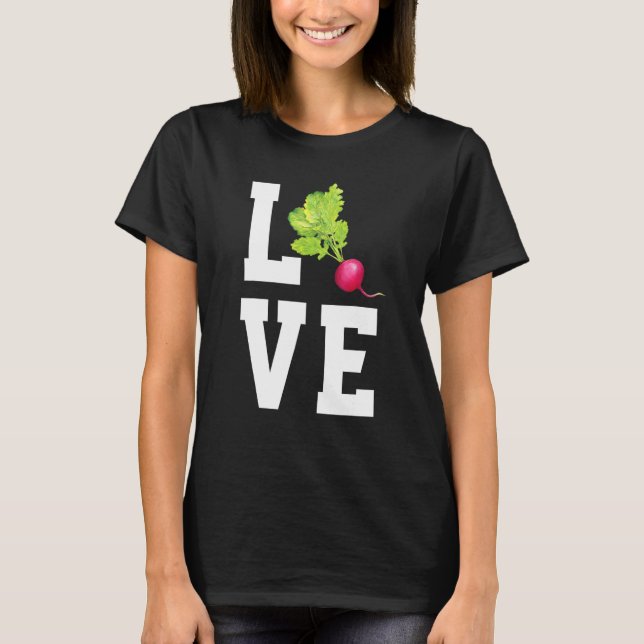 Camiseta Love Radish Cute Vegetable   Vegan Radish (Frente)