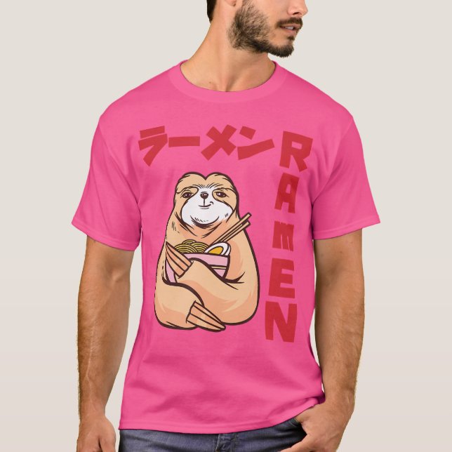 Camiseta Love Ramen Anime Noodles Kawaii Japonês Sloth Ske (Frente)