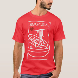Camiseta Love Ramen Japan Noodles Kawaii Anime Cat 828