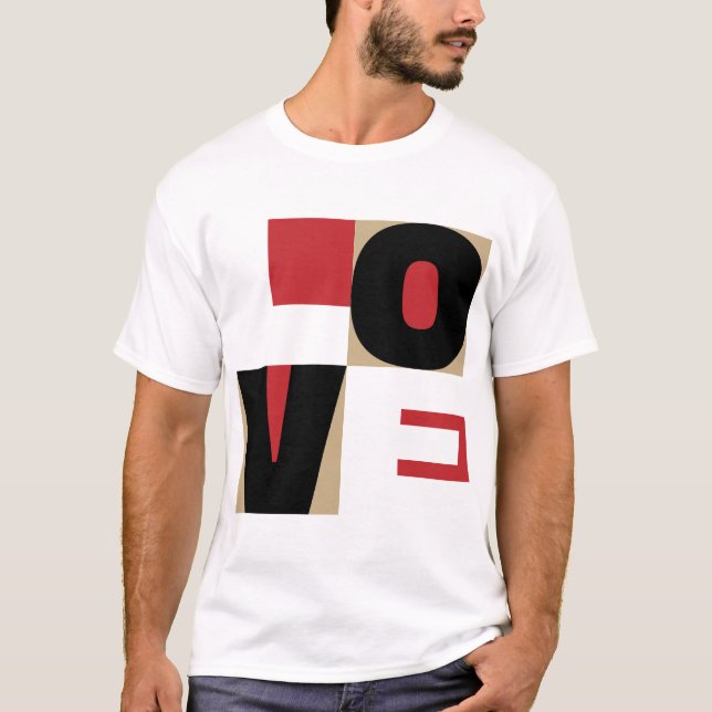 Camiseta Love Red Black Contemporâneo Letter Art Design (Frente)