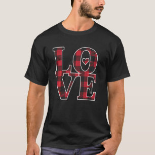 Camiseta Love Red Buffalo Xadrez Dia de os namorados