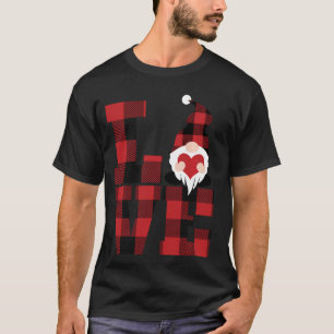 Camiseta Love Red Buffalo Xadrez Dia de os namorados Gnomo