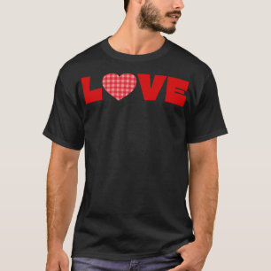 Camiseta Love Red Typografia with a red xadrez core 1