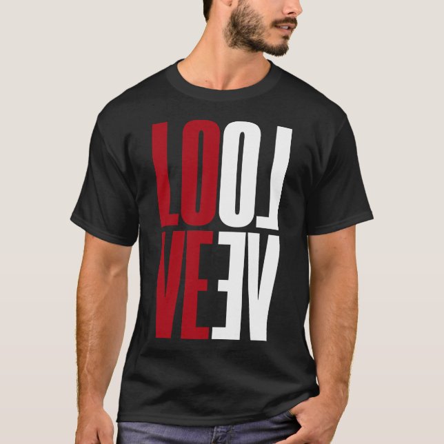 Camiseta Love Red White High Typografia Vertical Mirror (Frente)