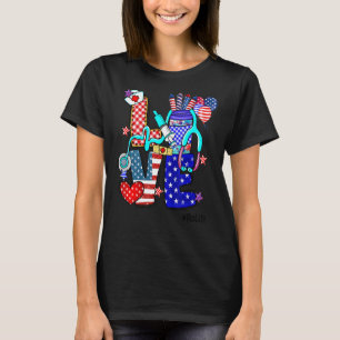 Camiseta Love Rn Life Stethoscope Fireworks Usa Flag 4th Of