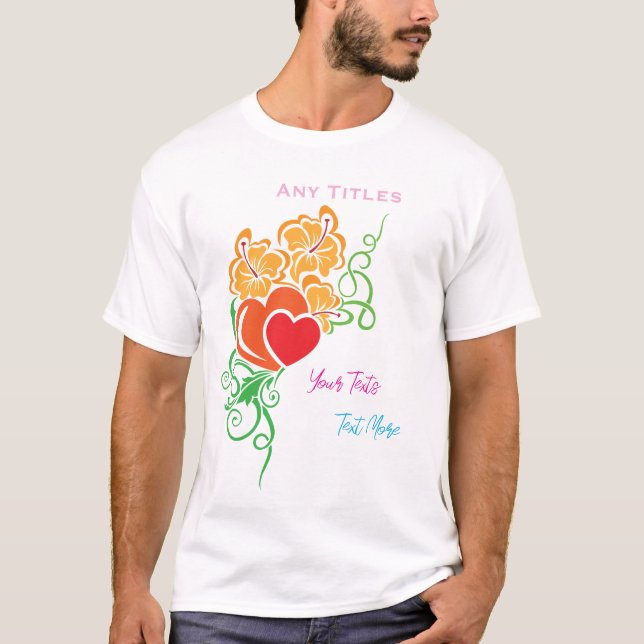 Camiseta Love & Romance Concept Design with Heart Elements (Frente)