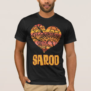 Camiseta Love Sarod Orange Mandala Heart Indian Music