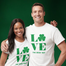 Love Shamrock Clover Irish Custom Text White