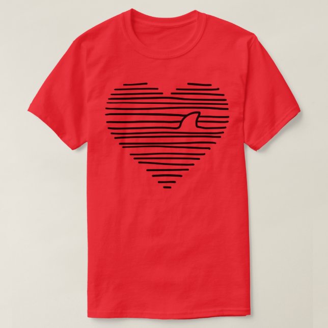 Camiseta Love Shark Minimalist Line Drawing Shark Fin Pullo (Frente do Design)