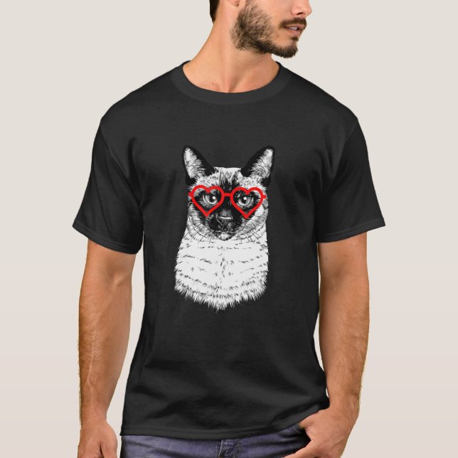 Camiseta Love Siamese Cat Heart Tail Twisted Cat Lover Gift (Frente)