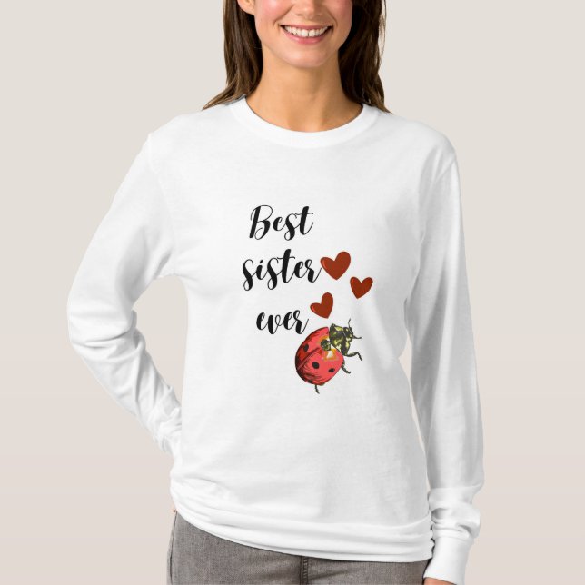 Camiseta Love Sister Ladybug – Design de Coração F (Frente)