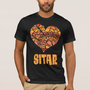 Camiseta Love Sitar Orange Mandala Heart Indian Music