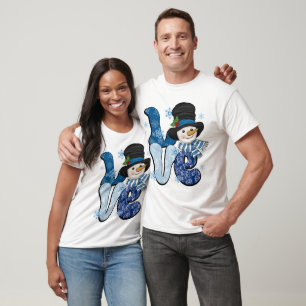 Camiseta Love Snow Winter Snowman Holiday