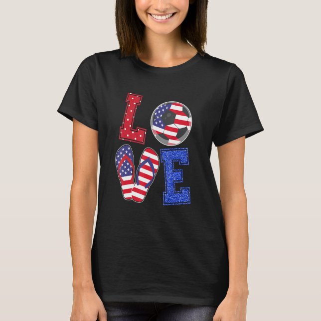 Camiseta Love Soccer With U Flag Sacudir Floume Mens B (Frente)