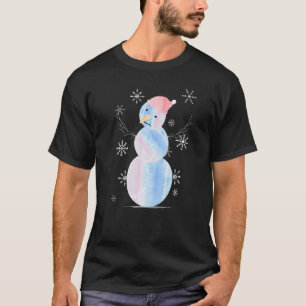 Camiseta Love Sofball Snowman Pastel Light Blue Watercolor