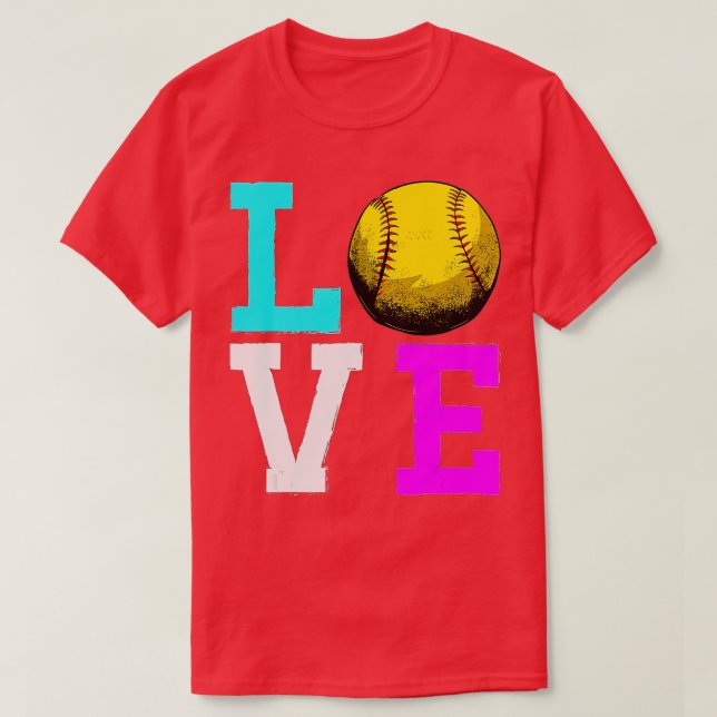 Camiseta Love Softball Girls Love Softball Softball Coach P (Frente do Design)