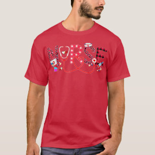 Camiseta LOVE Stethoscope Enfermeira Vida Valentim Dia 2022