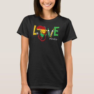 Camiseta Love Stethoscope Escrub Life Black History Mês Af