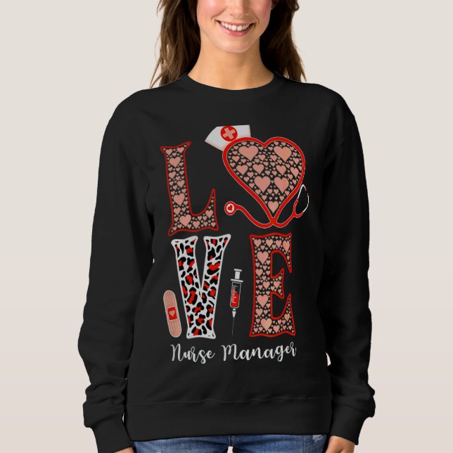 Camiseta Love Stethoscope Heart Leopard Nurse Manager For N (Frente)