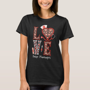 Camiseta Love Stethoscope Heart Leopard Nurse Manager For N