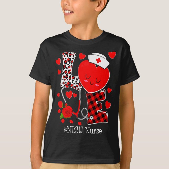 Camiseta Love Stethoscope Heart Nicu Nurse Valentines Day  (Frente)