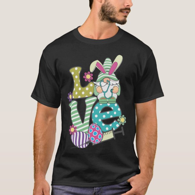 Camiseta Love Stethoscope Scrub Life Nurse Bunny Easter Day (Frente)