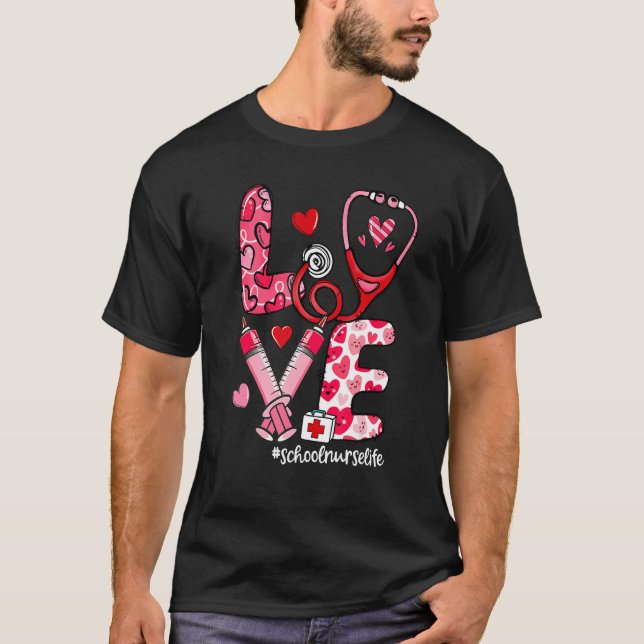 Camiseta LOVE Stethoscope Syringe School Nurse Life Valenti (Frente)